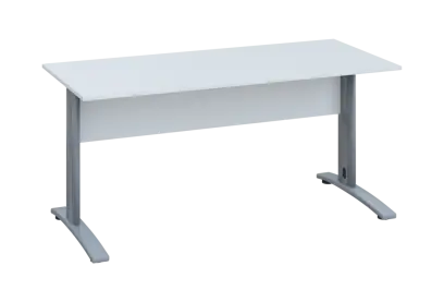 EPK 27 - 16 stůl kancelářský, kovová podnož stříbrná, deska 25 mm, široký 1600, bílá